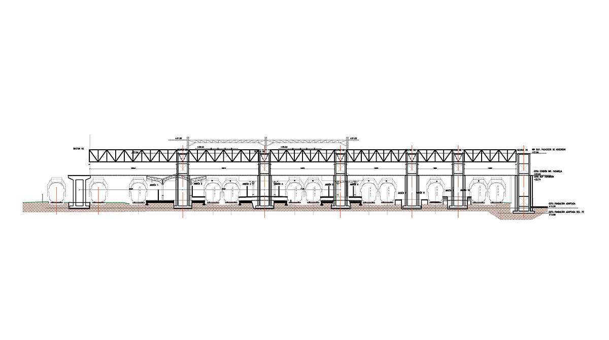 Puente Peatonal en Alto Nivel Estación FFCC